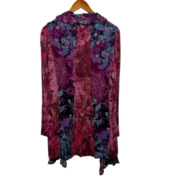 Artsy Gypsy Patchwork Whimsigoth Fairy Boho Long Cardigan Oversized Purple Small - Picture 7 of 12